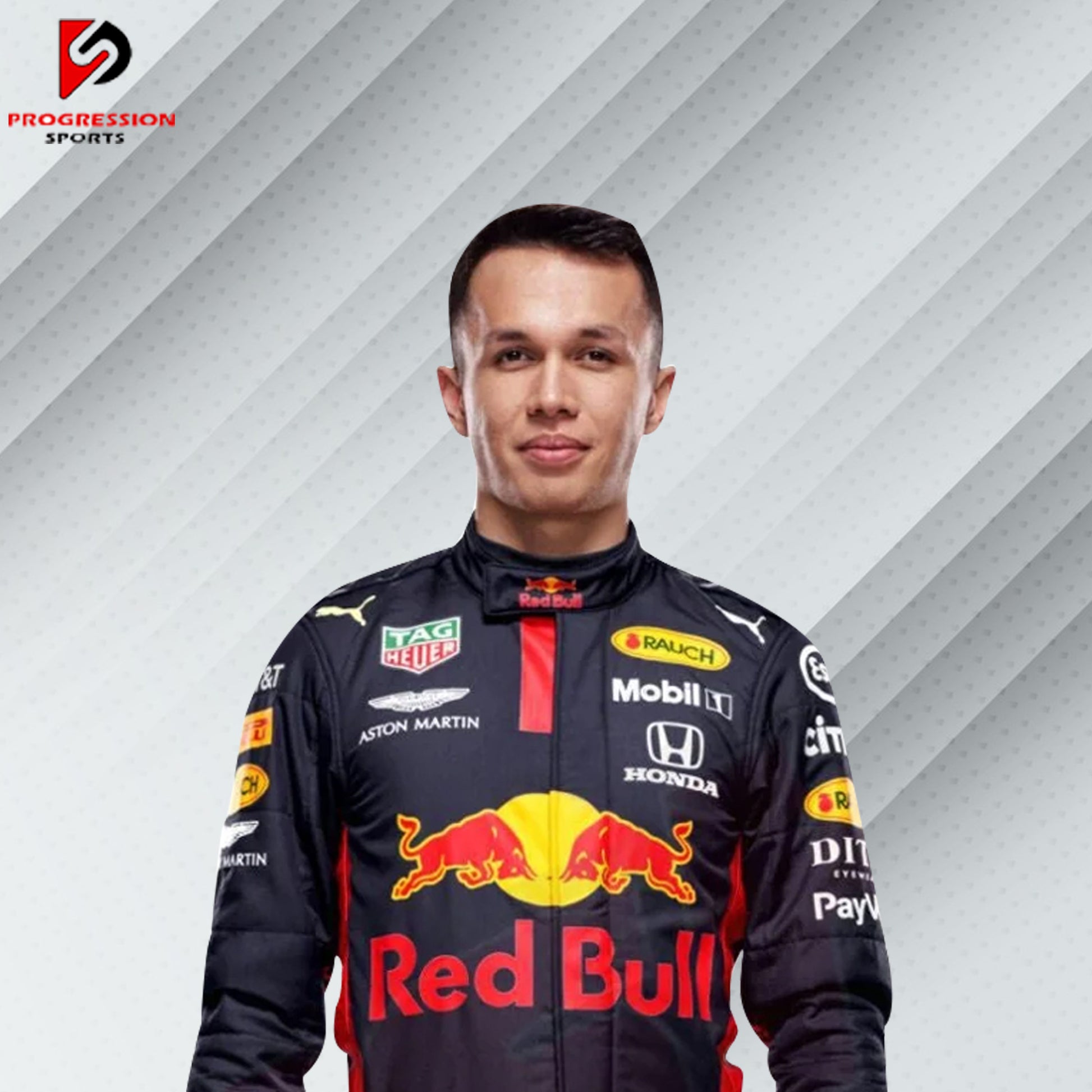 Immerse yourself in the excitement of Formula 1 with the 2020 Red Bull racing suit. This suit exemplifies the high-performance engineering and bold design of the Red Bull Racing team during a standout season. Perfect for collectors and fans, it offers a glimpse into the competitive edge and distinctive style of a top F1 team. Own a piece of 2020 racing heritage and celebrate the legacy of Red Bull Racing.