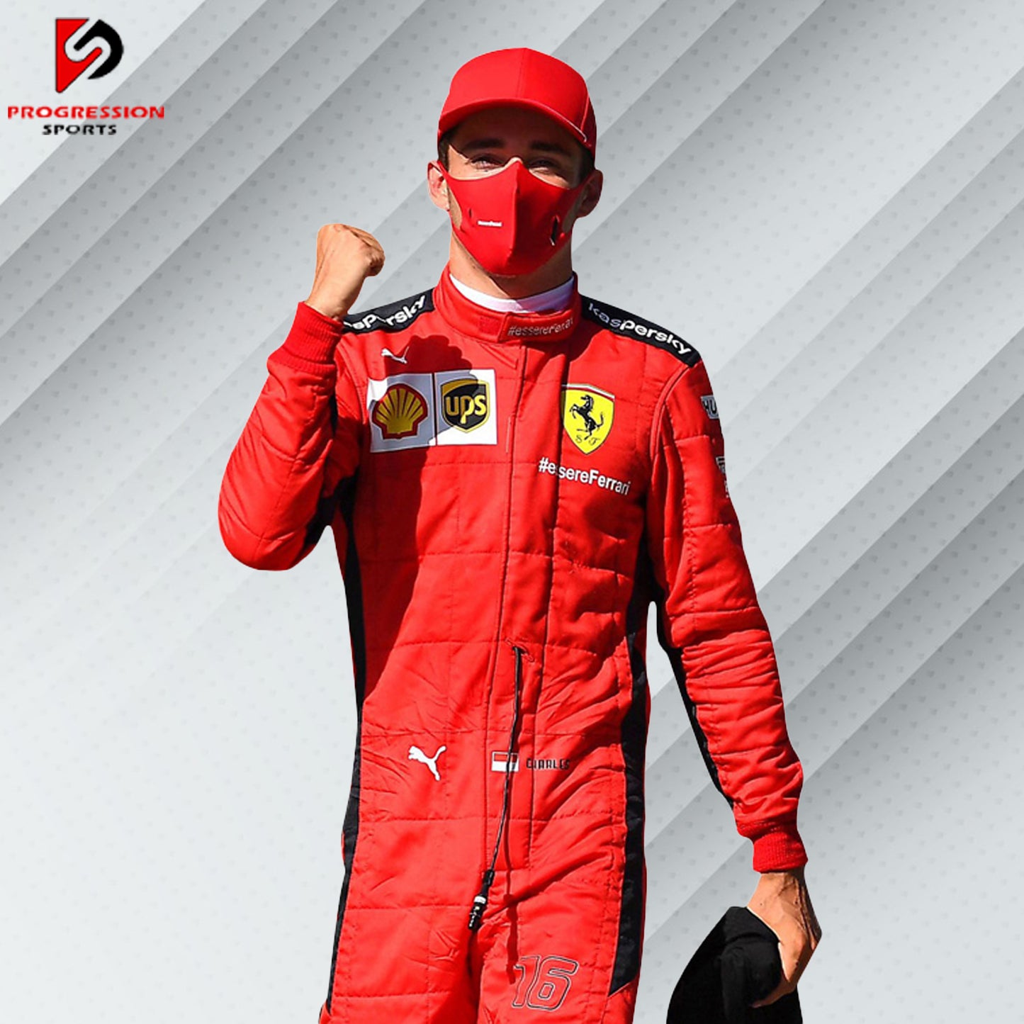 Experience the essence of Formula 1 with the 2020 Ferrari racing suit. This suit reflects Ferrari's commitment to excellence and innovation during a pivotal season. With its distinctive design and high-quality craftsmanship, it’s a perfect addition for collectors and enthusiasts. Celebrate Ferrari's racing legacy and own a piece of F1 history from the 2020 season.