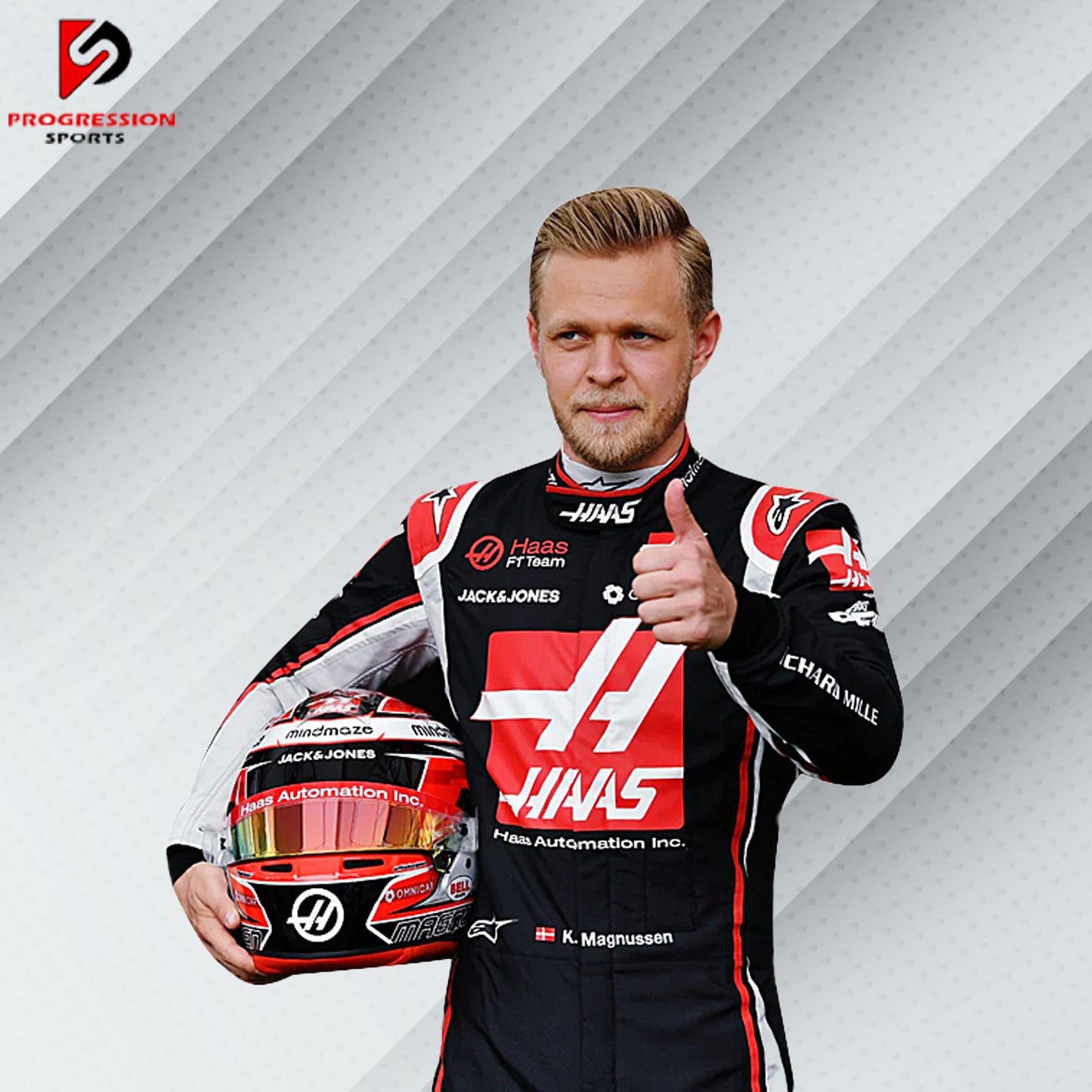 Step into the competitive world of Formula 1 with the 2020 Haas F1 racing suit. Known for its resilient design and dedication to performance, this suit represents a season of determination and growth for the Haas team. Ideal for collectors and fans, it captures the spirit of perseverance and innovation. Own a piece of 2020 racing history and celebrate the journey of Haas in F1.