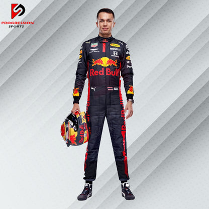 Immerse yourself in the excitement of Formula 1 with the 2020 Red Bull racing suit. This suit exemplifies the high-performance engineering and bold design of the Red Bull Racing team during a standout season. Perfect for collectors and fans, it offers a glimpse into the competitive edge and distinctive style of a top F1 team. Own a piece of 2020 racing heritage and celebrate the legacy of Red Bull Racing.