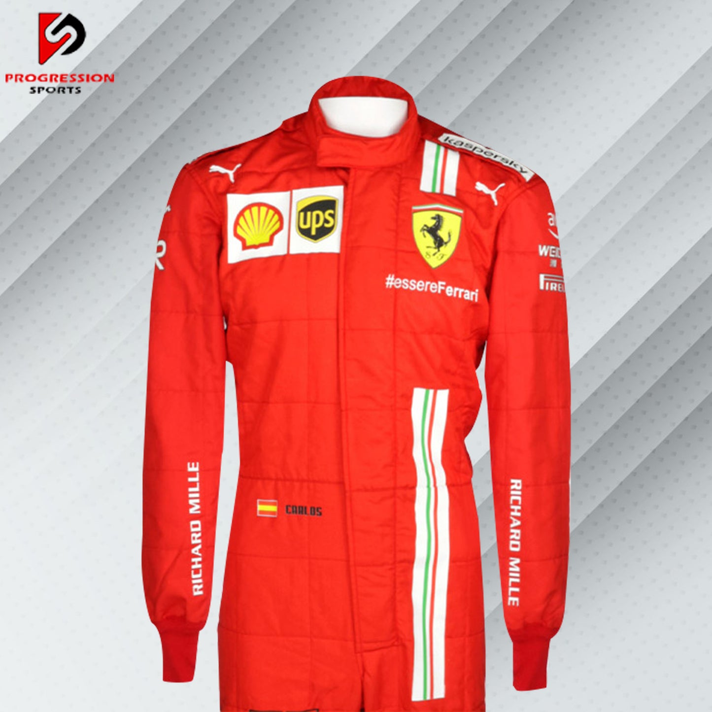 Embrace the legacy of Ferrari with the 2021 Ferrari F1 racing suit. This suit showcases the craftsmanship and dedication that define Ferrari's approach to Formula 1. With its iconic design and superior quality, it's perfect for collectors and fans alike. Celebrate the passion and performance of Ferrari and own a piece of 2021 racing history.