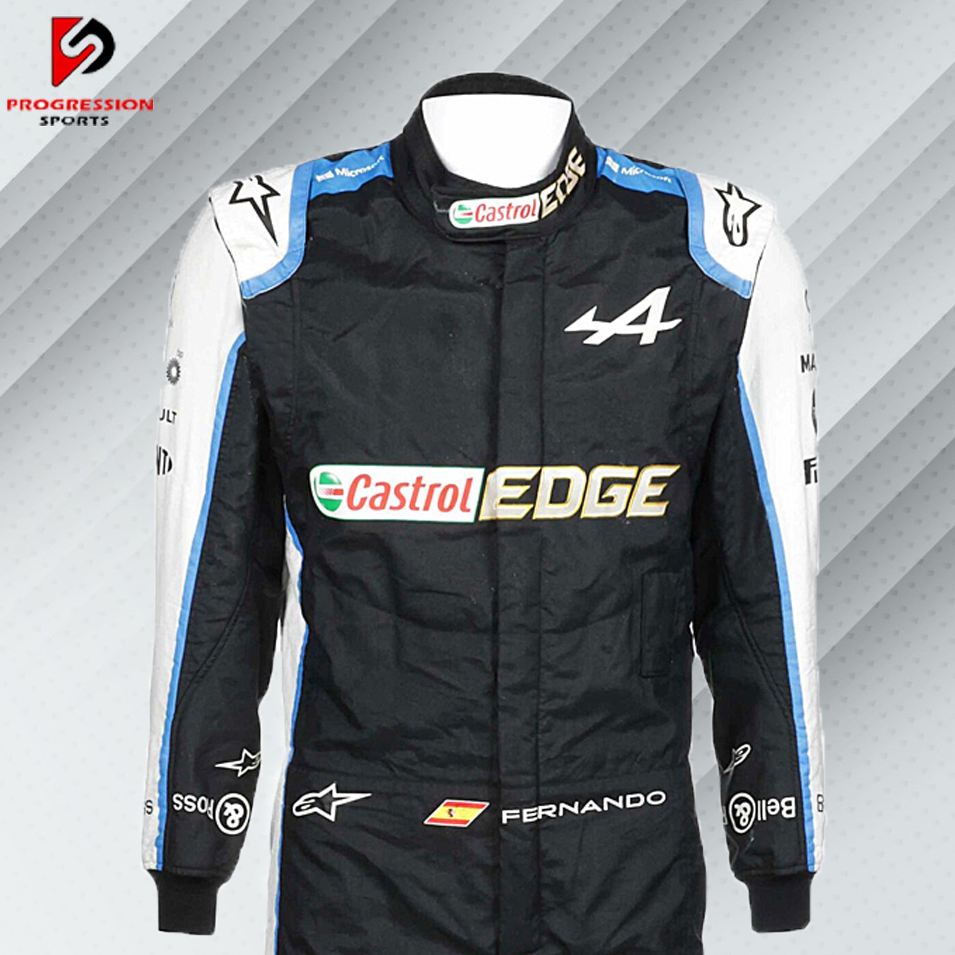 Check out the 2021 Alpine F1 racing suit! This suit embodies the sleek design and cutting-edge technology of the Alpine team during an exciting season. Perfect for collectors and fans, it captures the essence of Alpine's innovation and competitive spirit. Own a piece of F1 history and feel the thrill of the 2021 season with this iconic suit.