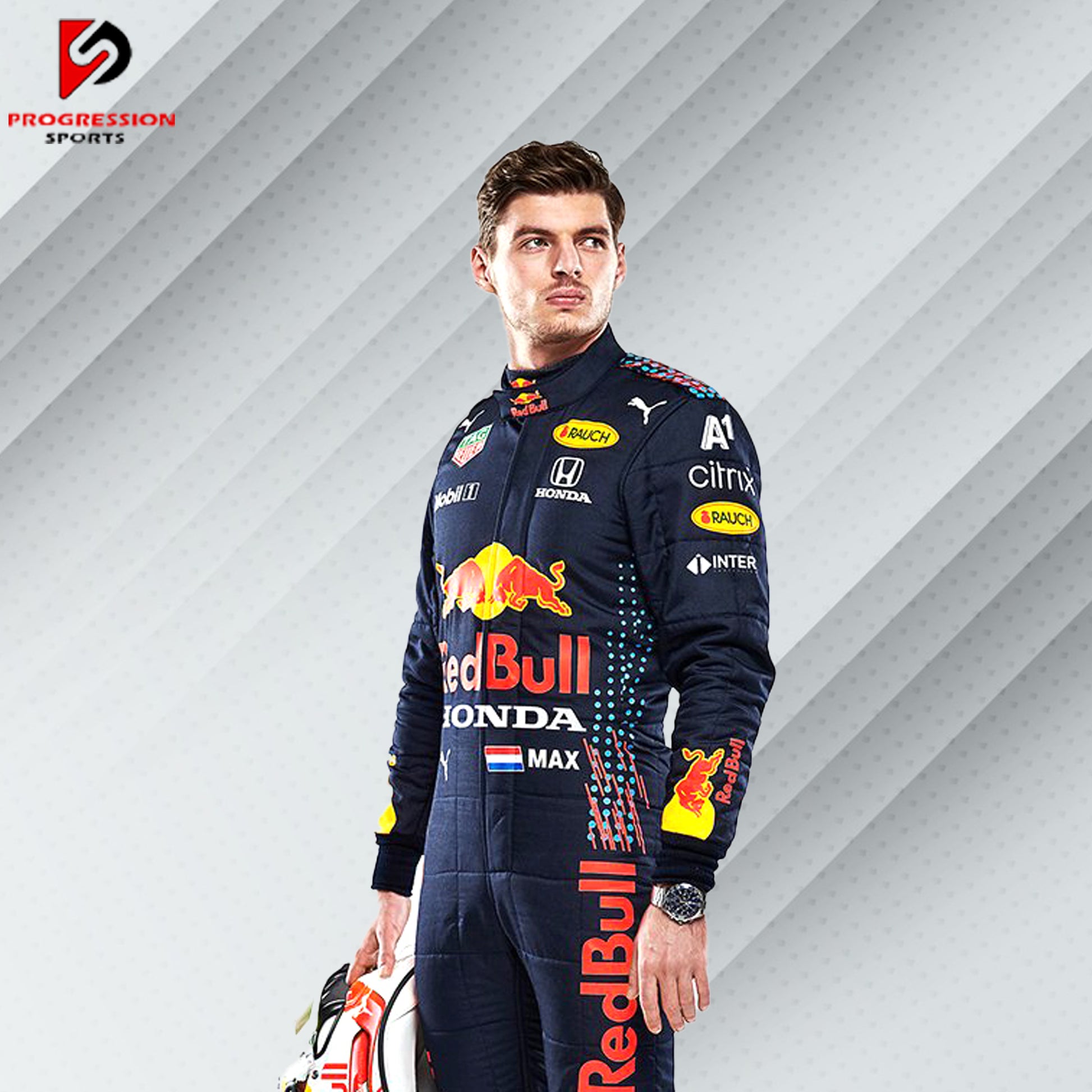 Step into the fast lane with the 2021 Red Bull F1 racing suit! Known for its bold design and cutting-edge technology, this suit captures the essence of Red Bull Racing's competitive edge. Ideal for collectors and fans, it’s your chance to own a piece of an exhilarating season and celebrate Red Bull's dynamic spirit in Formula 1.