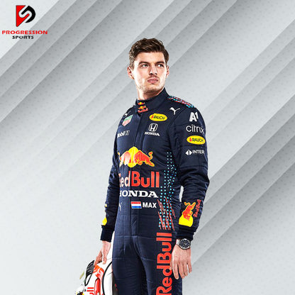 Step into the fast lane with the 2021 Red Bull F1 racing suit! Known for its bold design and cutting-edge technology, this suit captures the essence of Red Bull Racing's competitive edge. Ideal for collectors and fans, it’s your chance to own a piece of an exhilarating season and celebrate Red Bull's dynamic spirit in Formula 1.