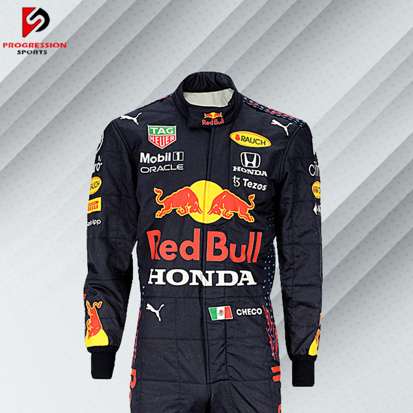 Step into the fast lane with the 2021 Red Bull F1 racing suit! Known for its bold design and cutting-edge technology, this suit captures the essence of Red Bull Racing's competitive edge. Ideal for collectors and fans, it’s your chance to own a piece of an exhilarating season and celebrate Red Bull's dynamic spirit in Formula 1.