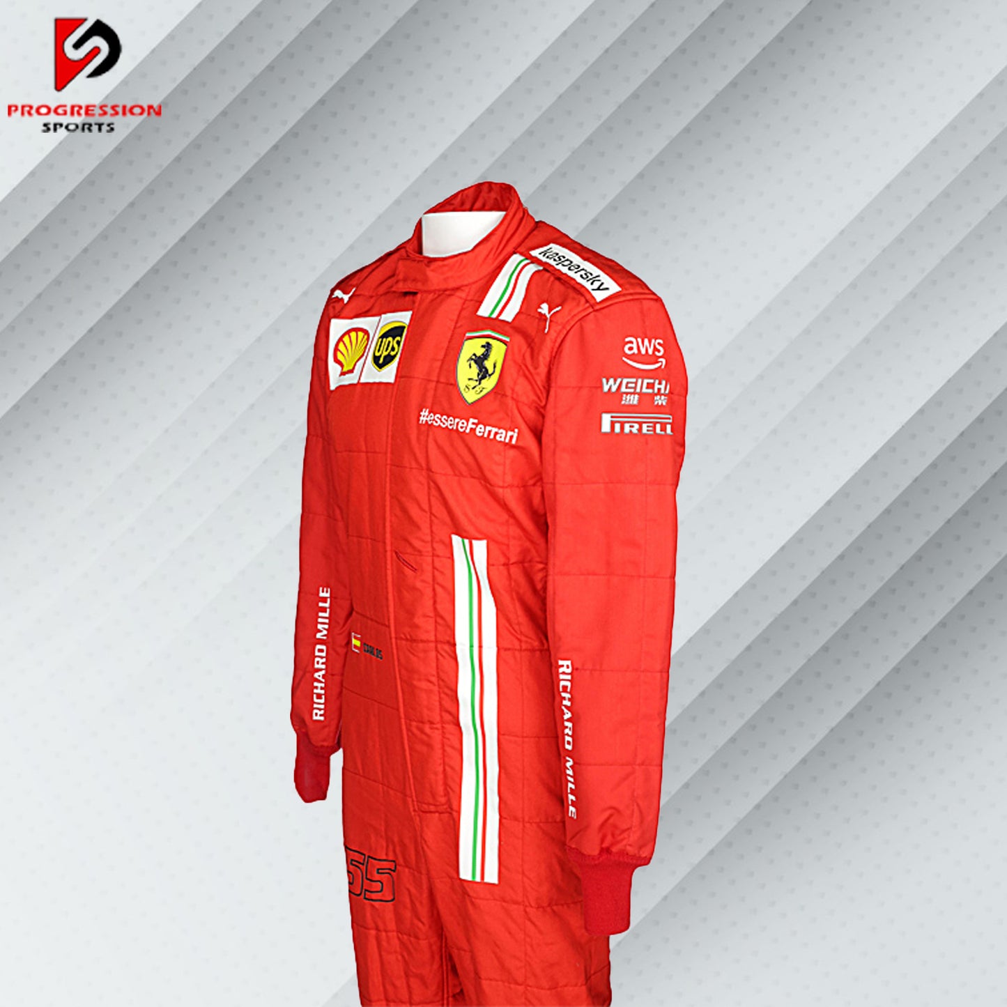 Embrace the legacy of Ferrari with the 2021 Ferrari F1 racing suit. This suit showcases the craftsmanship and dedication that define Ferrari's approach to Formula 1. With its iconic design and superior quality, it's perfect for collectors and fans alike. Celebrate the passion and performance of Ferrari and own a piece of 2021 racing history.
