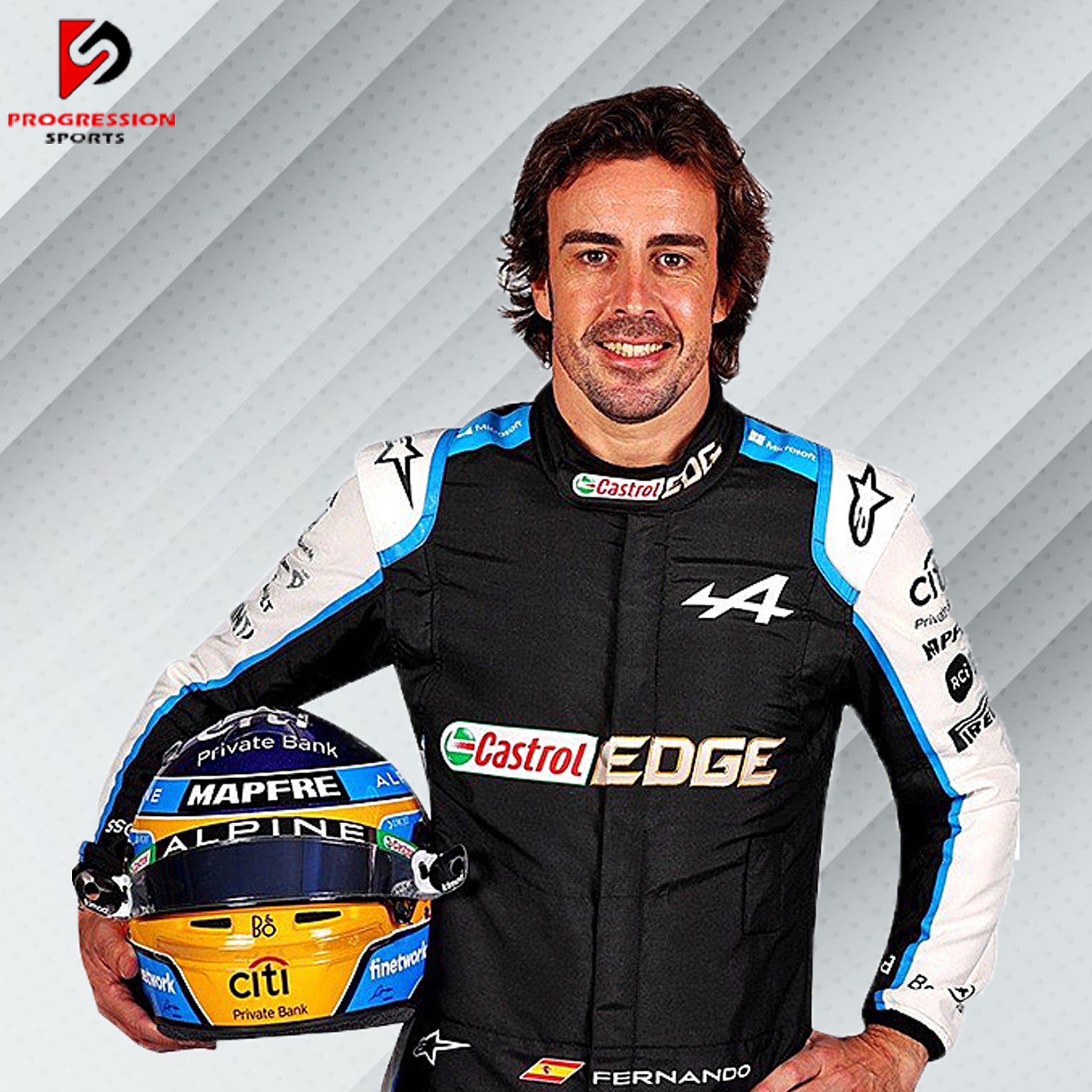 Check out the 2021 Alpine F1 racing suit! This suit embodies the sleek design and cutting-edge technology of the Alpine team during an exciting season. Perfect for collectors and fans, it captures the essence of Alpine's innovation and competitive spirit. Own a piece of F1 history and feel the thrill of the 2021 season with this iconic suit.