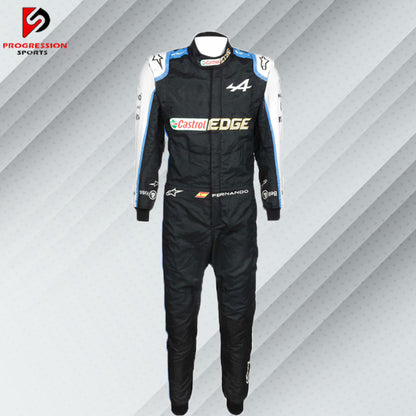 Check out the 2021 Alpine F1 racing suit! This suit embodies the sleek design and cutting-edge technology of the Alpine team during an exciting season. Perfect for collectors and fans, it captures the essence of Alpine's innovation and competitive spirit. Own a piece of F1 history and feel the thrill of the 2021 season with this iconic suit.