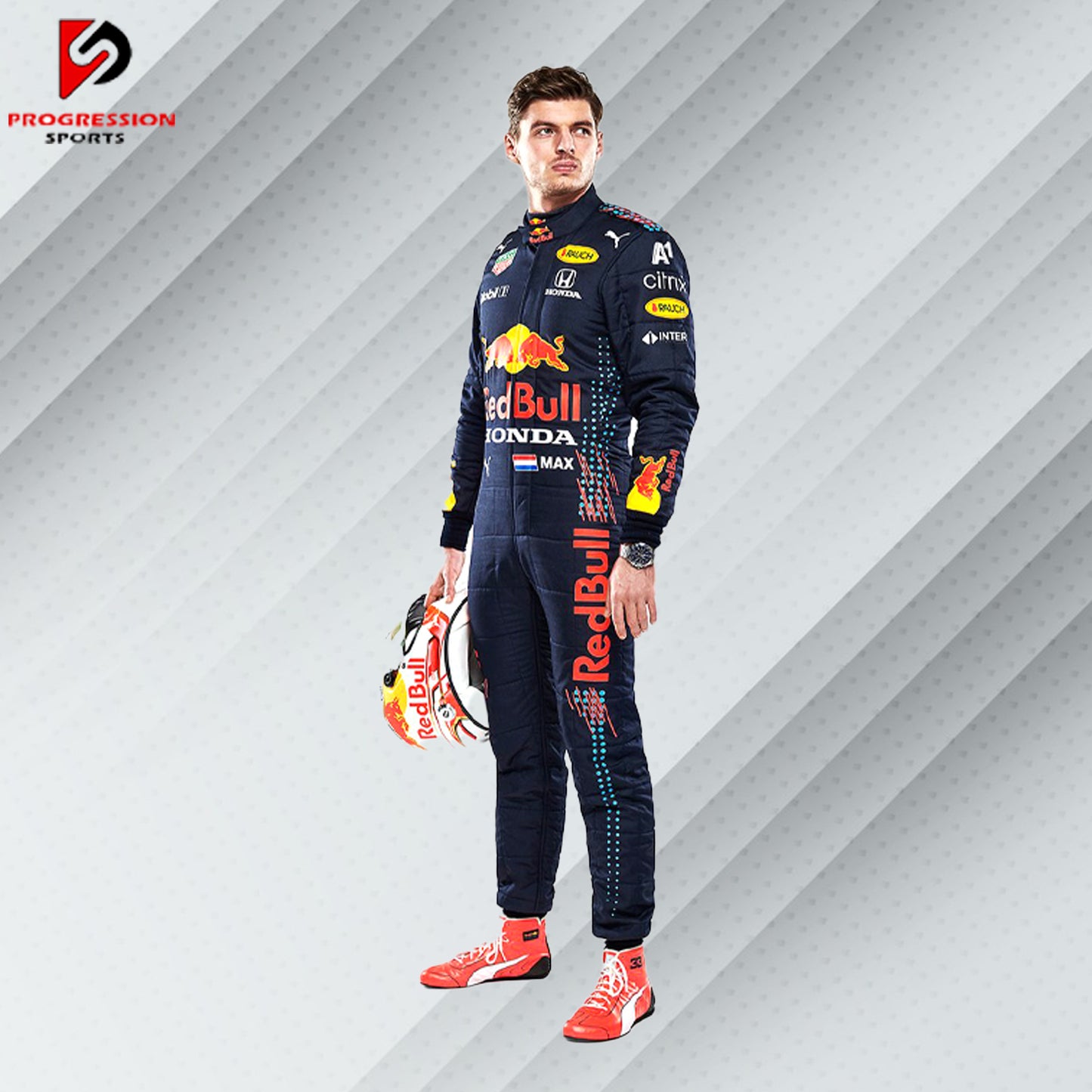 Step into the fast lane with the 2021 Red Bull F1 racing suit! Known for its bold design and cutting-edge technology, this suit captures the essence of Red Bull Racing's competitive edge. Ideal for collectors and fans, it’s your chance to own a piece of an exhilarating season and celebrate Red Bull's dynamic spirit in Formula 1.