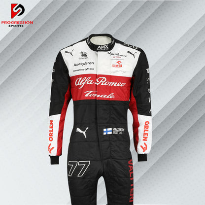 Experience the elegance and precision of Formula 1 with the 2022 Alfa Romeo racing suit. This suit reflects Alfa Romeo's dedication to performance and stylish design, embodying the spirit of a dynamic season. Perfect for collectors and fans, it captures the essence of Alfa Romeo's rich racing heritage. Own a piece of 2022 racing history and celebrate the legacy of Alfa Romeo in F1.