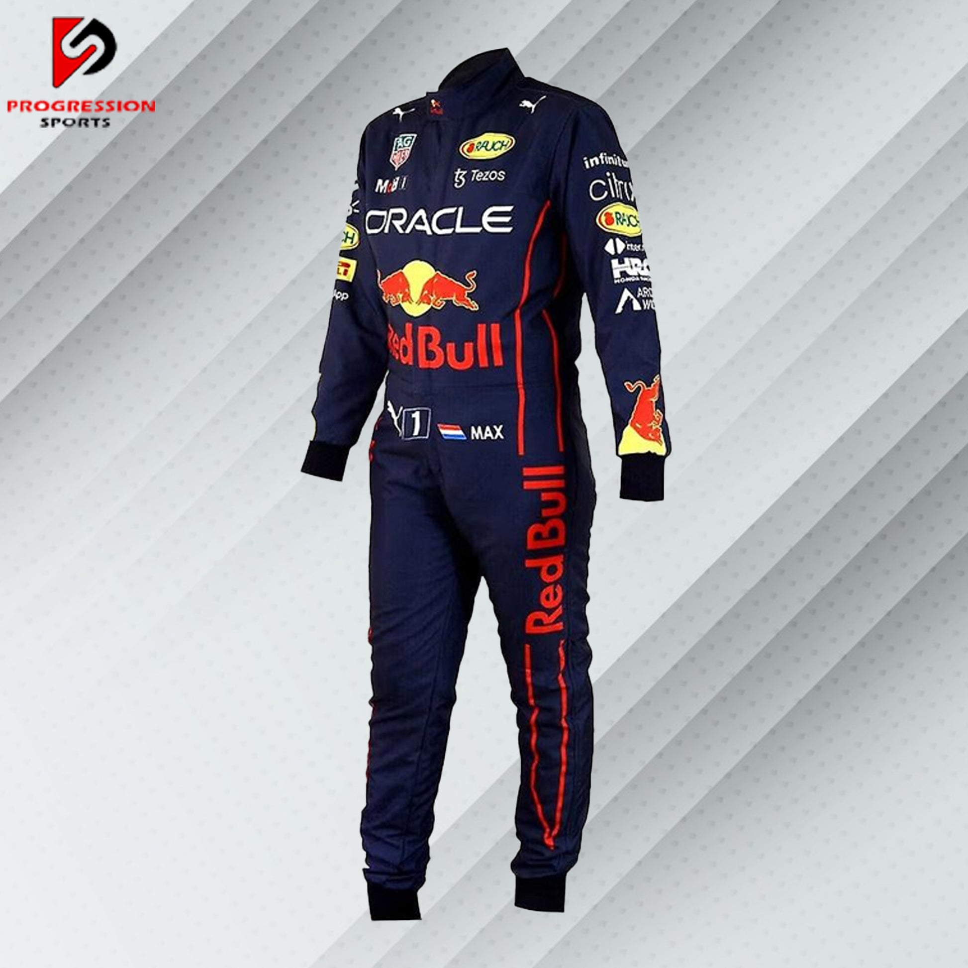 Immerse yourself in the dynamic world of Formula 1 with the 2022 Red Bull racing suit. This suit exemplifies Red Bull Racing's innovative engineering and bold design from a standout season. Perfect for collectors and fans, it showcases the team's relentless pursuit of excellence and competitive edge. Own a piece of 2022 racing history and celebrate Red Bull's remarkable achievements in F1.