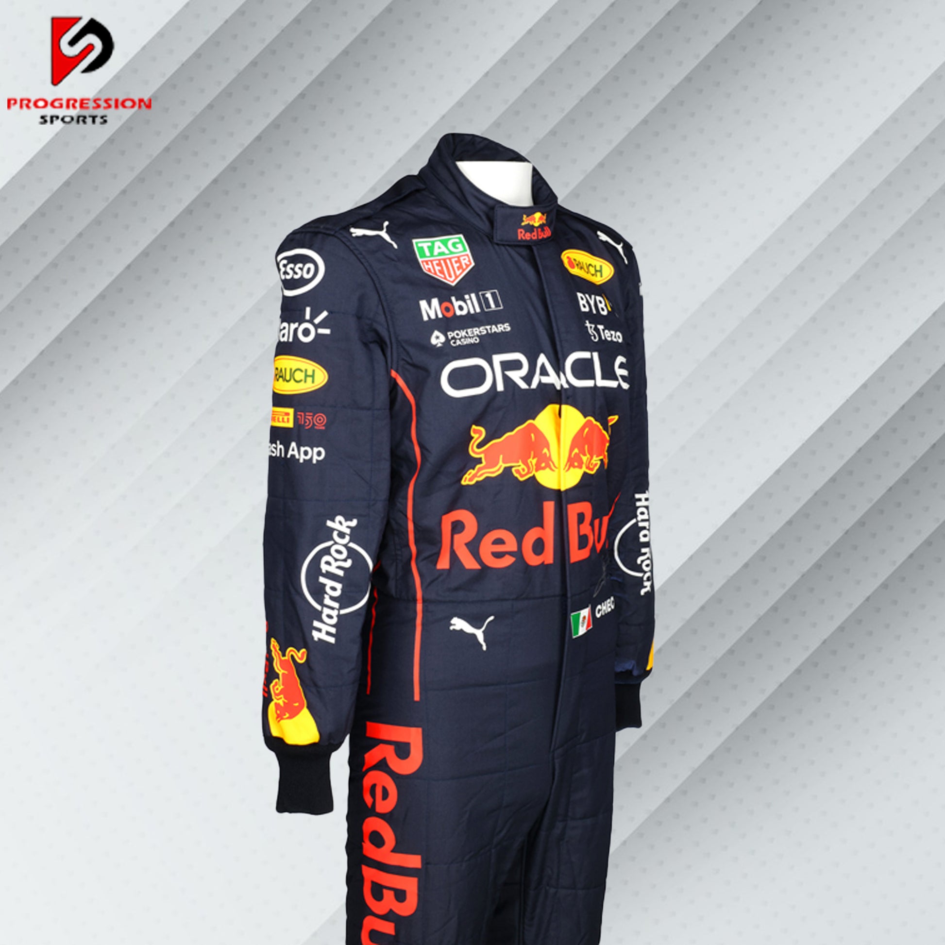 Immerse yourself in the dynamic world of Formula 1 with the 2022 Red Bull racing suit. This suit exemplifies Red Bull Racing's innovative engineering and bold design from a standout season. Perfect for collectors and fans, it showcases the team's relentless pursuit of excellence and competitive edge. Own a piece of 2022 racing history and celebrate Red Bull's remarkable achievements in F1.