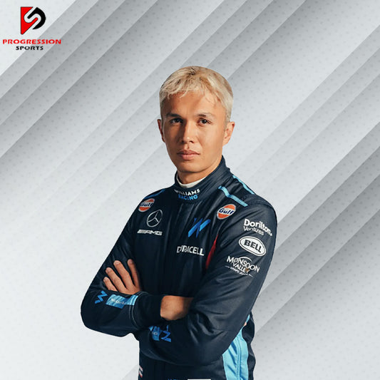 Discover the 2023 Williams F1 racing suit, a must-have for any fan or collector! This suit showcases Williams Racing's commitment to performance and style, featuring a sleek design and cutting-edge technology from an exciting season. Perfect for celebrating the legacy of a storied team, it’s your chance to own a piece of 2023 F1 history.