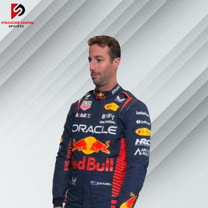 Step into the action with the 2023 Red Bull F1 racing suit, a standout piece from an exhilarating season. This suit embodies Red Bull Racing’s innovative design and high-performance engineering, showcasing the team's competitive edge and bold spirit. Perfect for collectors and fans, it represents a dynamic chapter in Formula 1 history. Own a piece of the 2023 season and celebrate the legacy of Red Bull Racing.