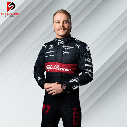 Celebrate the thrill of Formula 1 with the 2023 Alfa Romeo racing suit! This suit showcases Alfa Romeo's blend of sophisticated design and high-performance engineering from an exciting season. Ideal for collectors and fans, it's your chance to own a piece of 2023 F1 history and honor Alfa Romeo's legacy in racing. Don’t miss out on this striking addition to your collection!