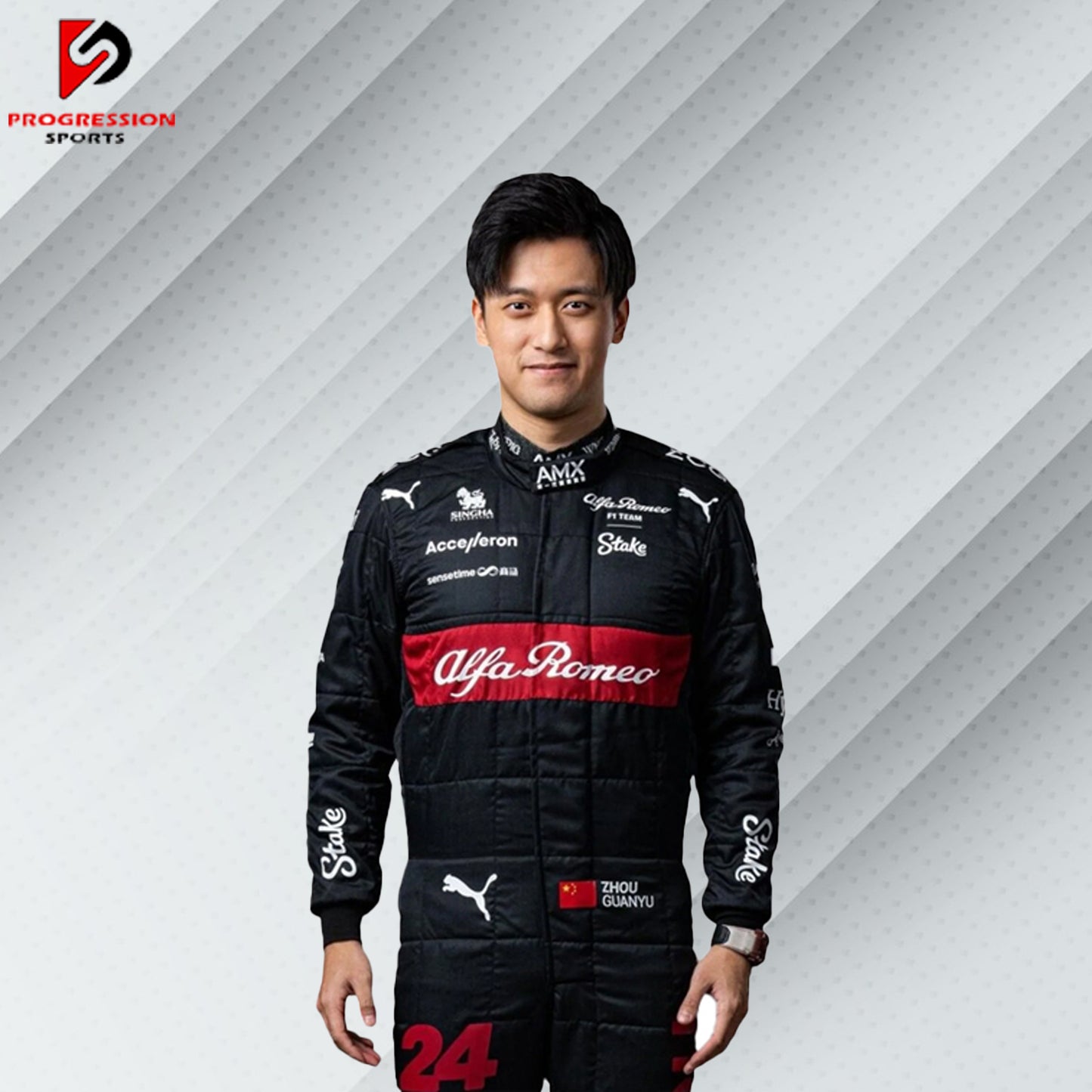 Celebrate the thrill of Formula 1 with the 2023 Alfa Romeo racing suit! This suit showcases Alfa Romeo's blend of sophisticated design and high-performance engineering from an exciting season. Ideal for collectors and fans, it's your chance to own a piece of 2023 F1 history and honor Alfa Romeo's legacy in racing. Don’t miss out on this striking addition to your collection!