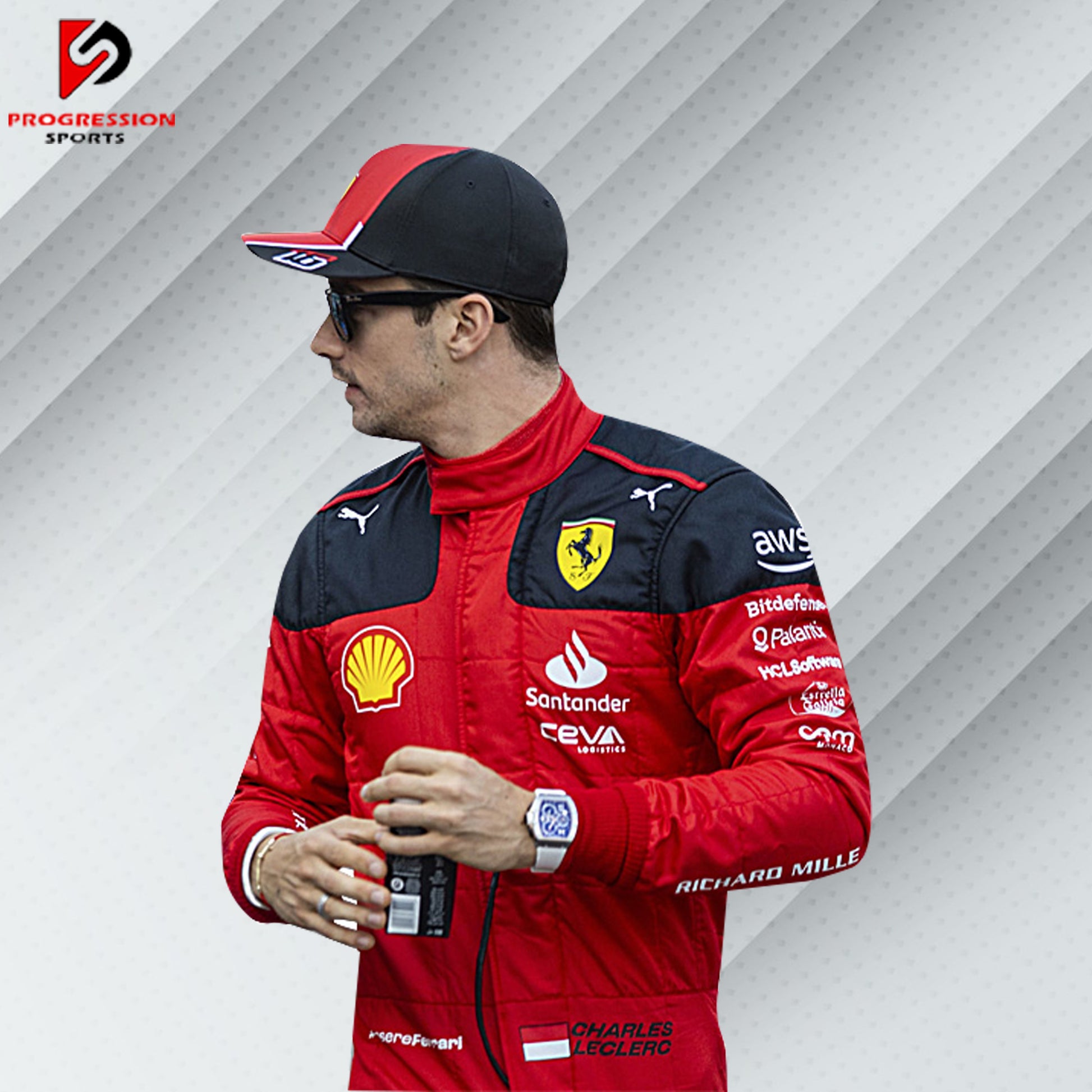 Experience the cutting-edge innovation of Formula 1 with the 2023 Ferrari racing suit. This suit showcases Ferrari's commitment to performance and style, featuring a modern design that reflects the team’s continued excellence. Ideal for collectors and fans, it represents a significant season for Ferrari, blending advanced technology with the iconic Ferrari aesthetic. Own a piece of the 2023 racing season and celebrate Ferrari's ongoing legacy in F1.