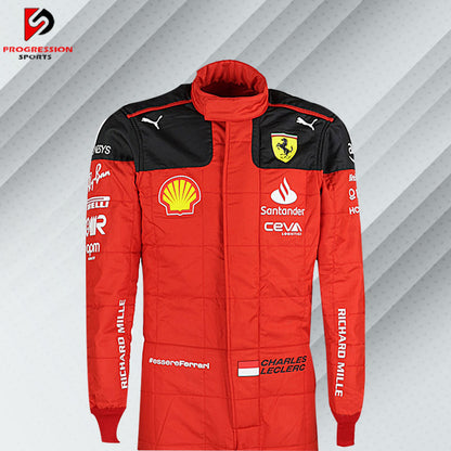 Experience the cutting-edge innovation of Formula 1 with the 2023 Ferrari racing suit. This suit showcases Ferrari's commitment to performance and style, featuring a modern design that reflects the team’s continued excellence. Ideal for collectors and fans, it represents a significant season for Ferrari, blending advanced technology with the iconic Ferrari aesthetic. Own a piece of the 2023 racing season and celebrate Ferrari's ongoing legacy in F1.