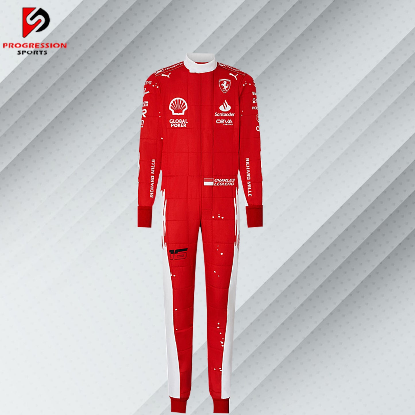 Discover the 2023 Ferrari Special Edition F1 racing suit, a true masterpiece of design and performance. This exclusive suit celebrates Ferrari's heritage with unique styling and advanced technology, reflecting the team's commitment to excellence in Formula 1. Perfect for collectors and enthusiasts, it offers a rare opportunity to own a piece of Ferrari's 2023 season and embrace the prestige of one of racing's most iconic brands.
