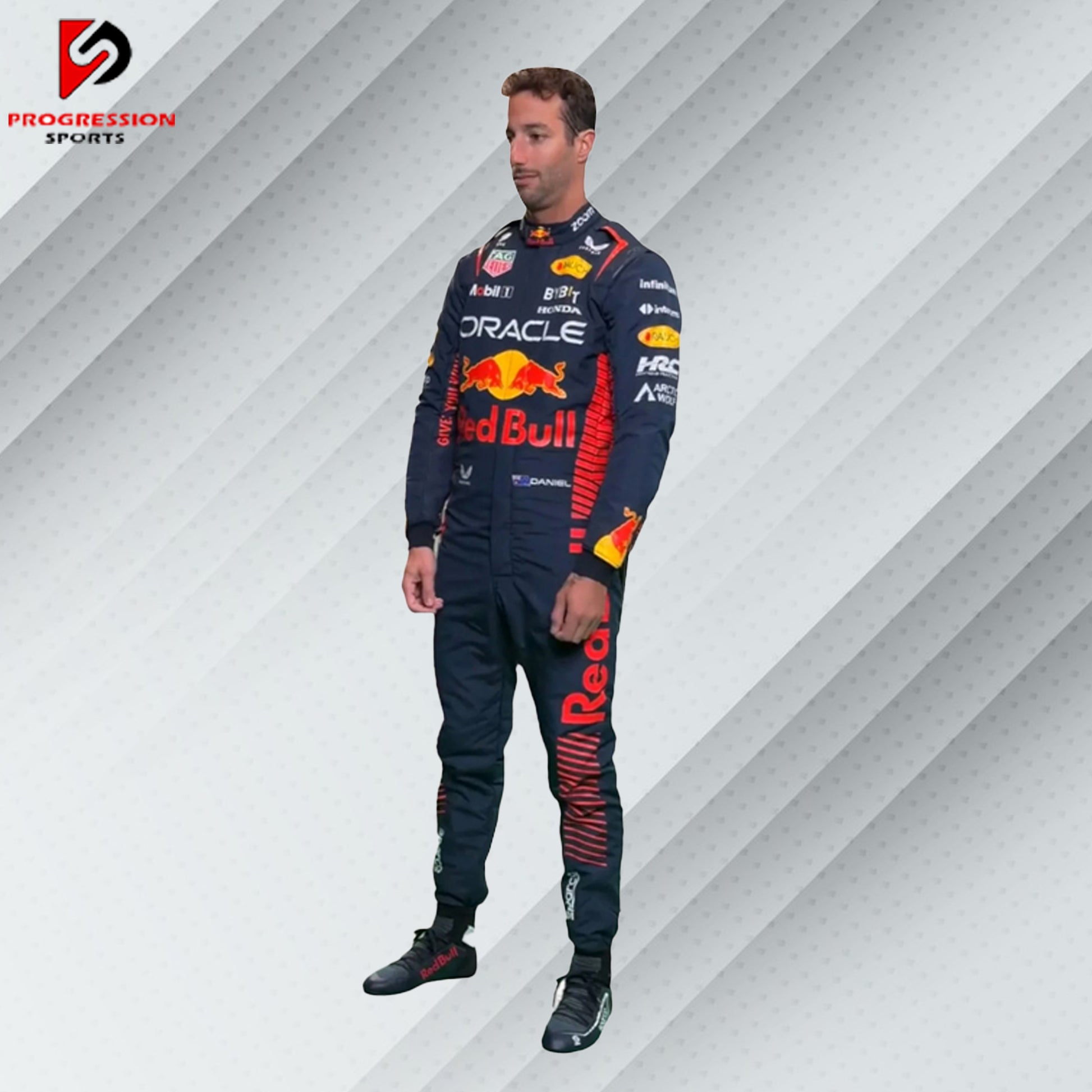 Step into the action with the 2023 Red Bull F1 racing suit, a standout piece from an exhilarating season. This suit embodies Red Bull Racing’s innovative design and high-performance engineering, showcasing the team's competitive edge and bold spirit. Perfect for collectors and fans, it represents a dynamic chapter in Formula 1 history. Own a piece of the 2023 season and celebrate the legacy of Red Bull Racing.