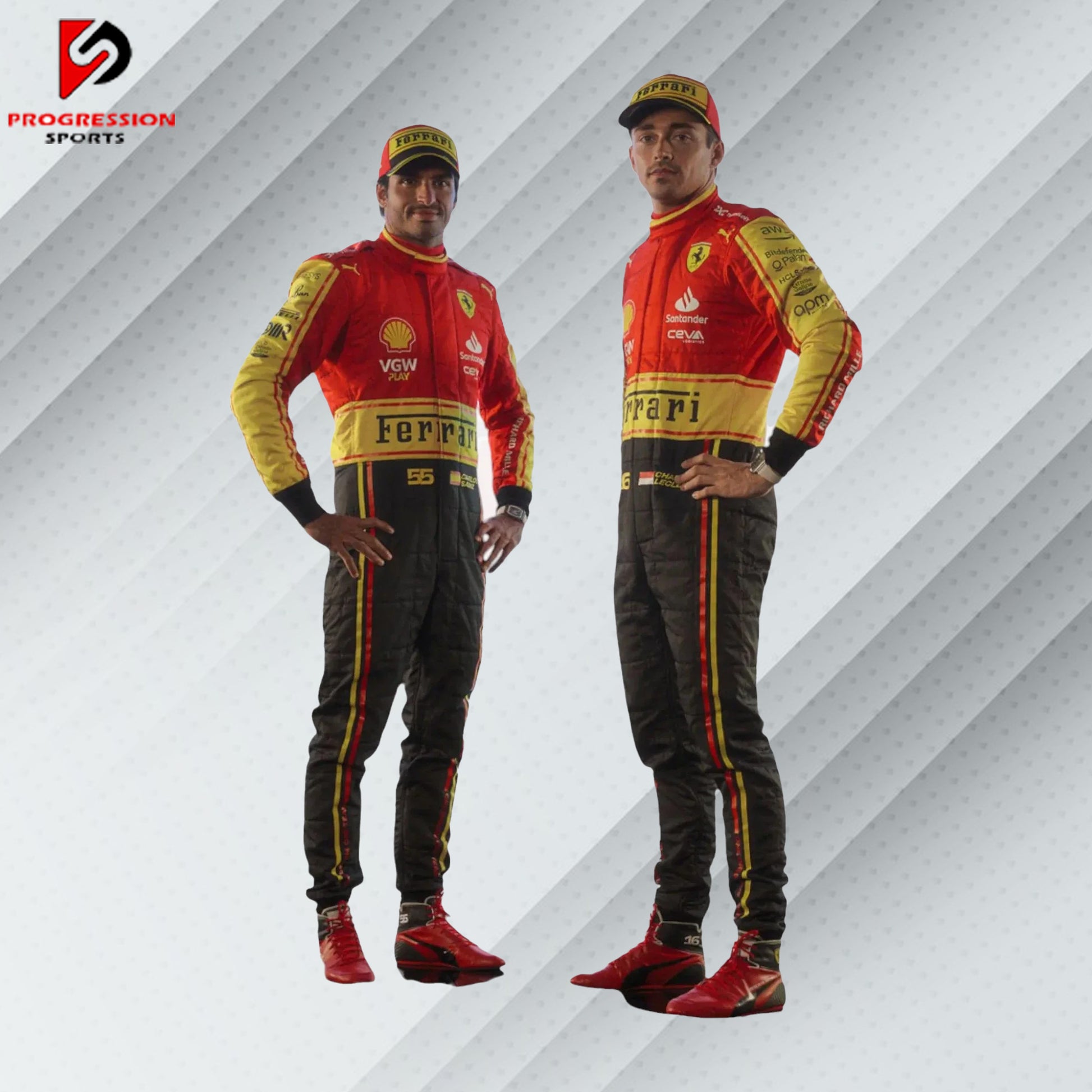 Experience the pinnacle of Formula 1 with the 2023 Scuderia Ferrari F1 racing suit. This suit combines Ferrari's storied tradition of excellence with cutting-edge design and technology, reflecting a dynamic season of performance and innovation. Perfect for collectors and fans, it represents the continued legacy and competitive spirit of Ferrari in 2023. Own a piece of racing history and celebrate the iconic Scuderia Ferrari team.