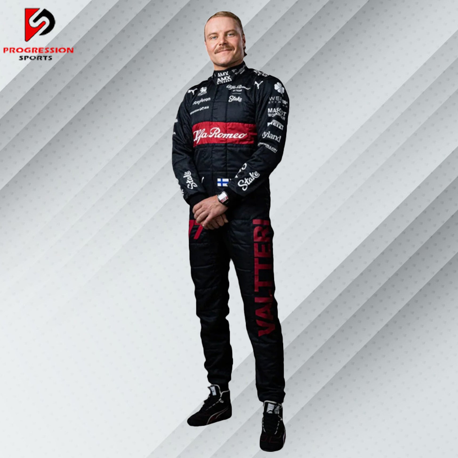 Celebrate the thrill of Formula 1 with the 2023 Alfa Romeo racing suit! This suit showcases Alfa Romeo's blend of sophisticated design and high-performance engineering from an exciting season. Ideal for collectors and fans, it's your chance to own a piece of 2023 F1 history and honor Alfa Romeo's legacy in racing. Don’t miss out on this striking addition to your collection!