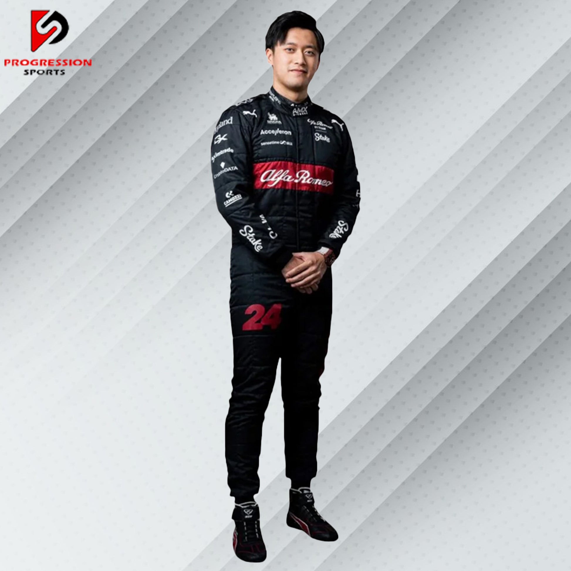 Celebrate the thrill of Formula 1 with the 2023 Alfa Romeo racing suit! This suit showcases Alfa Romeo's blend of sophisticated design and high-performance engineering from an exciting season. Ideal for collectors and fans, it's your chance to own a piece of 2023 F1 history and honor Alfa Romeo's legacy in racing. Don’t miss out on this striking addition to your collection!