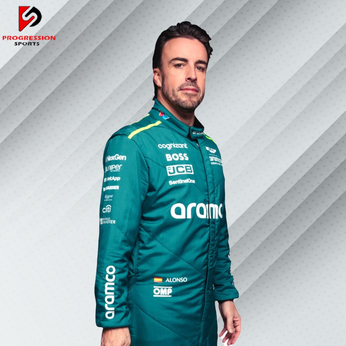 Get ready to celebrate with the 2024 Aston Martin F1 racing suit! This suit highlights Aston Martin's commitment to innovation and elegance from an exciting season. Perfect for collectors and fans, it’s your chance to own a piece of 2024 F1 history and showcase the sophistication and performance of Aston Martin Racing. Don’t miss out on adding this standout piece to your collection!