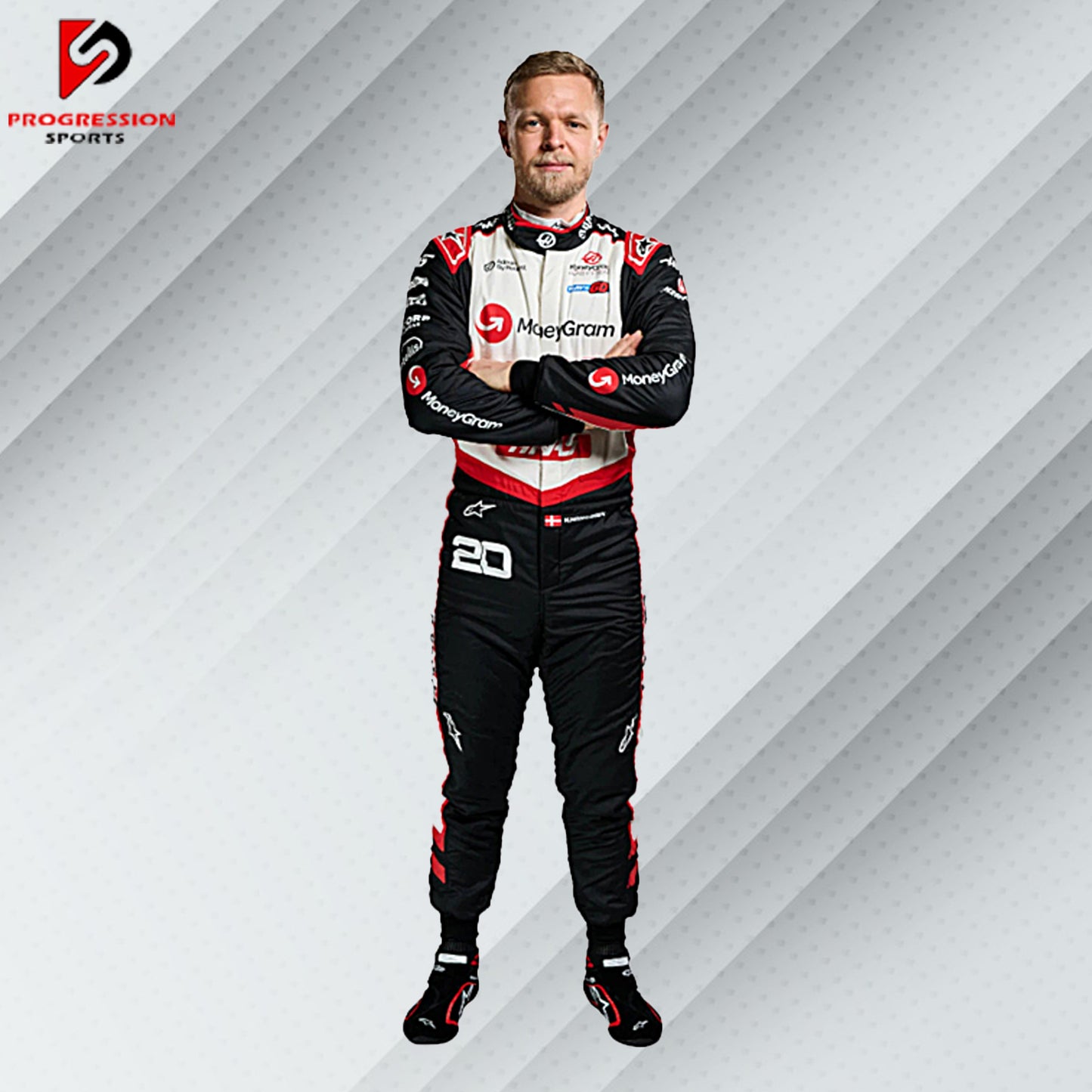 The 2024 Mercedes F1 racing suit features a sleek black and silver design, with prominent Mercedes and Petronas branding. Made from advanced lightweight materials, it ensures maximum comfort, safety, and performance for drivers.