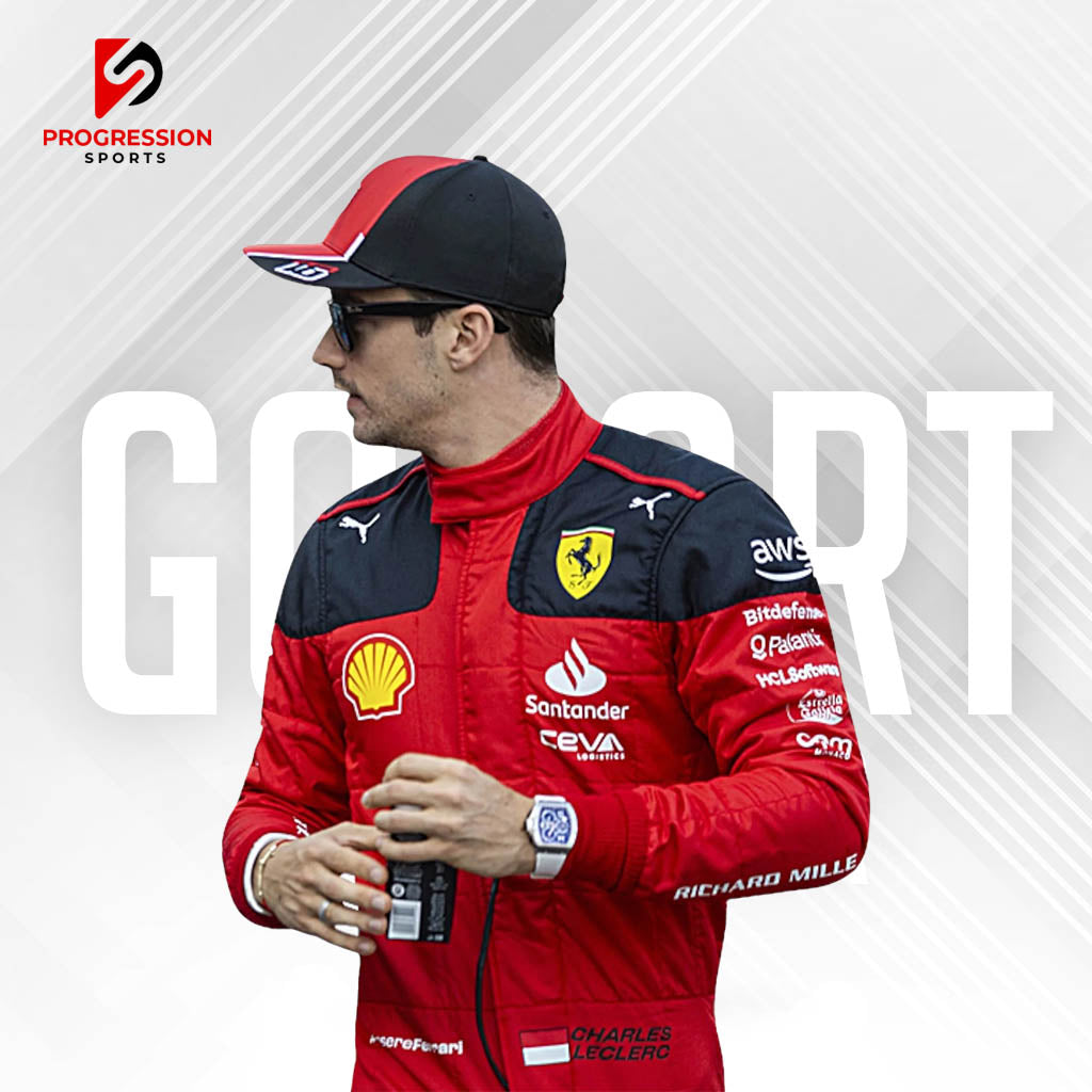 Experience the cutting-edge innovation of Formula 1 with the 2023 Ferrari racing suit. This suit showcases Ferrari's commitment to performance and style, featuring a modern design that reflects the team’s continued excellence. Ideal for collectors and fans, it represents a significant season for Ferrari, blending advanced technology with the iconic Ferrari aesthetic. Own a piece of the 2023 racing season and celebrate Ferrari's ongoing legacy in F1.