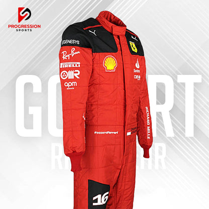 Experience the cutting-edge innovation of Formula 1 with the 2023 Ferrari racing suit. This suit showcases Ferrari's commitment to performance and style, featuring a modern design that reflects the team’s continued excellence. Ideal for collectors and fans, it represents a significant season for Ferrari, blending advanced technology with the iconic Ferrari aesthetic. Own a piece of the 2023 racing season and celebrate Ferrari's ongoing legacy in F1.