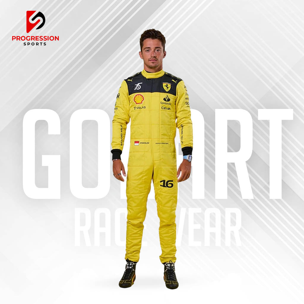 The 2024 Ferrari F1 racing suit features a striking red design, synonymous with the iconic Scuderia Ferrari brand. Constructed from high-performance, flame-resistant materials, it provides superior safety and comfort for drivers. The suit is adorned with Ferrari’s prancing horse logo and prominent sponsor branding, embodying the team’s rich legacy and cutting-edge technology.