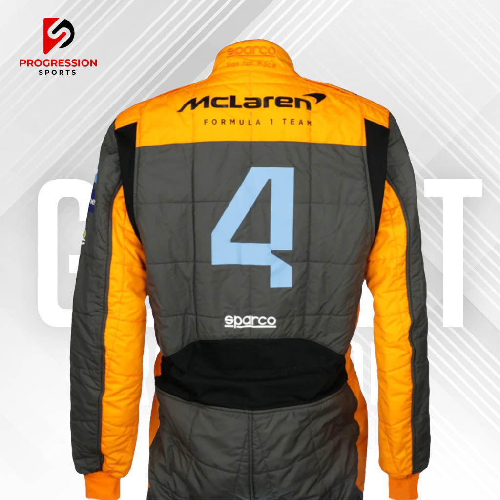 Unleash the thrill of Formula 1 with the 2023 McLaren F1 racing suit! This suit captures McLaren's innovative spirit and sleek design from a standout season. Ideal for collectors and fans, it’s your opportunity to own a piece of McLaren's 2023 racing legacy and celebrate their continued excellence on the track. Don't miss out on this iconic piece of F1 history!