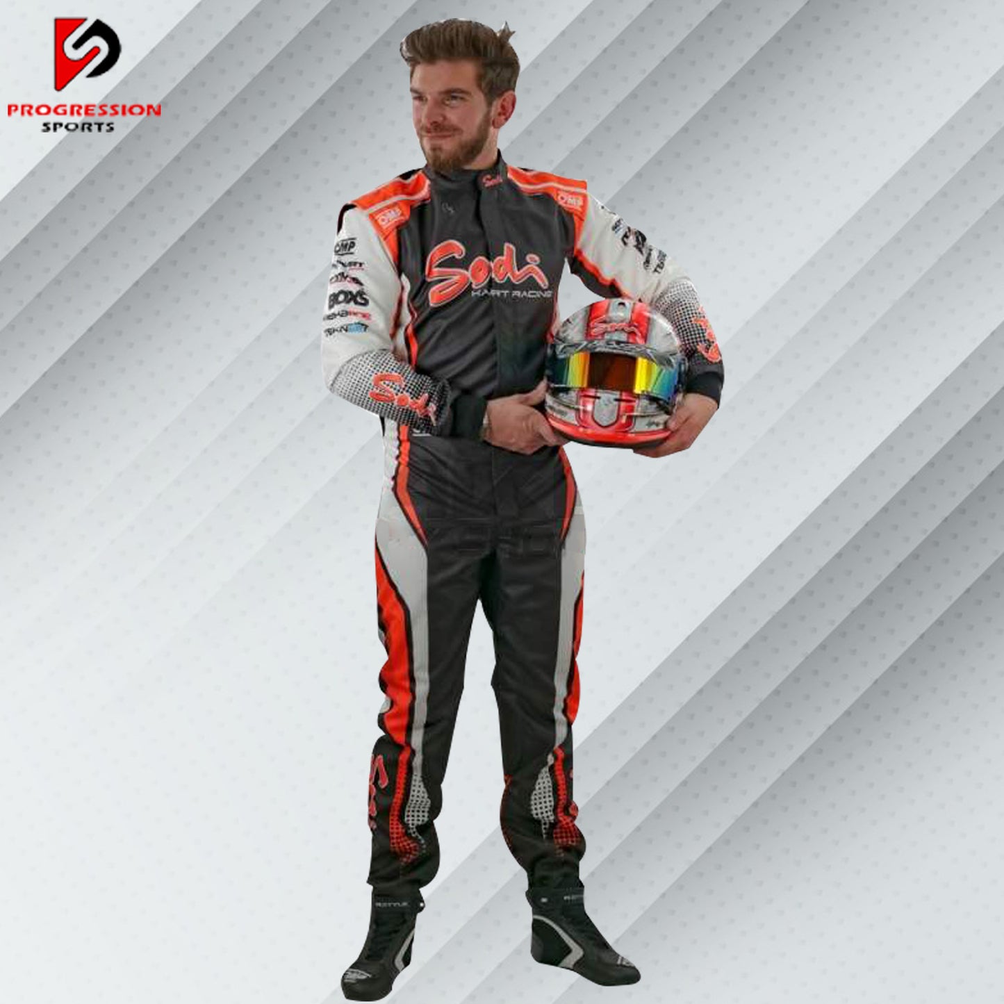 Get ready to race in style with the Sodi Kart Racing Suit! Designed for ultimate comfort and protection, this suit is made from lightweight, breathable materials that keep you cool and comfortable. With pre-curved arms and legs, elastic cuffs, and reinforced stitching, it offers a perfect fit and great flexibility. Ideal for both beginners and pros, the Sodi Kart Racing Suit is your ticket to a winning performance on the track!