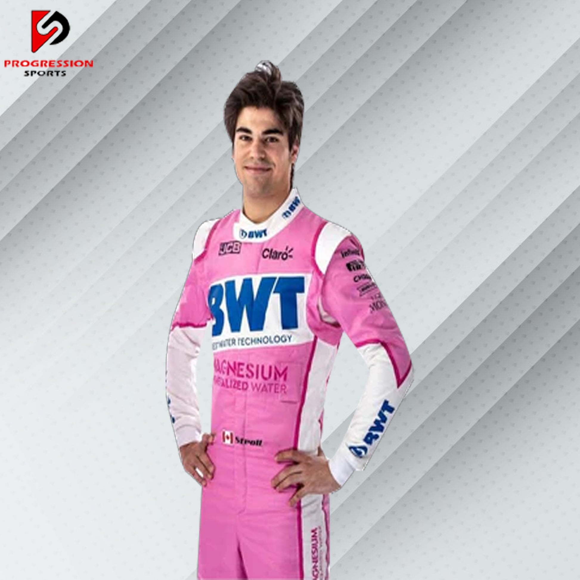  "A sleek Alpine F1 Team race suit in blue with white and red accents, featuring the Alpine logo and sponsors' branding. The suit is designed for maximum comfort and performance, with reinforced stitching and advanced breathable fabric."