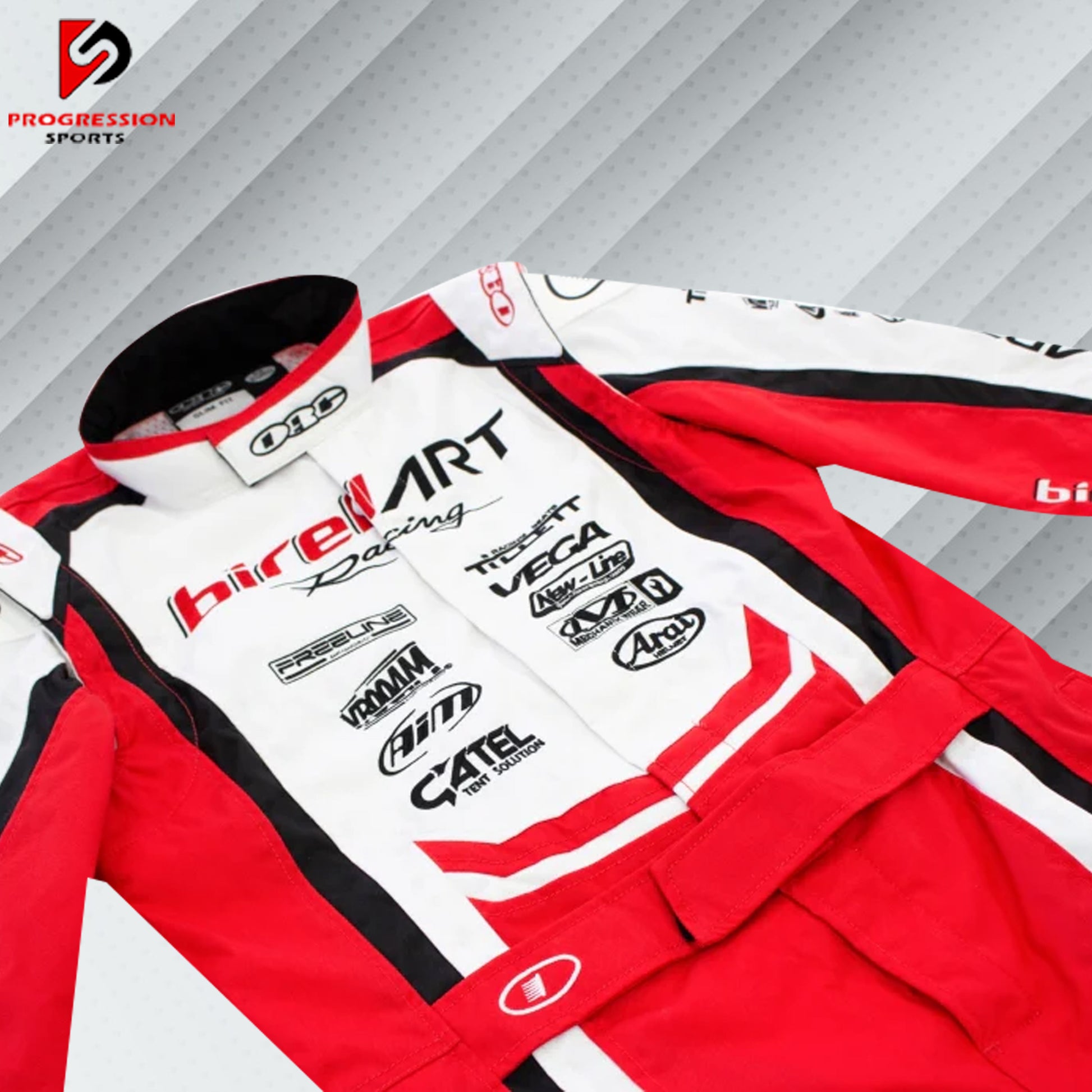 Birel Art Go-Kart Suit - Sleek, aerodynamic racing suit with vibrant colors and Birel Art branding, offering premium comfort, protection, and style for karting enthusiasts