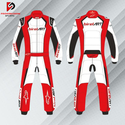 Birel Art Go-Kart Suit - Sleek, aerodynamic racing suit with vibrant colors and Birel Art branding, offering premium comfort, protection, and style for karting enthusiasts.