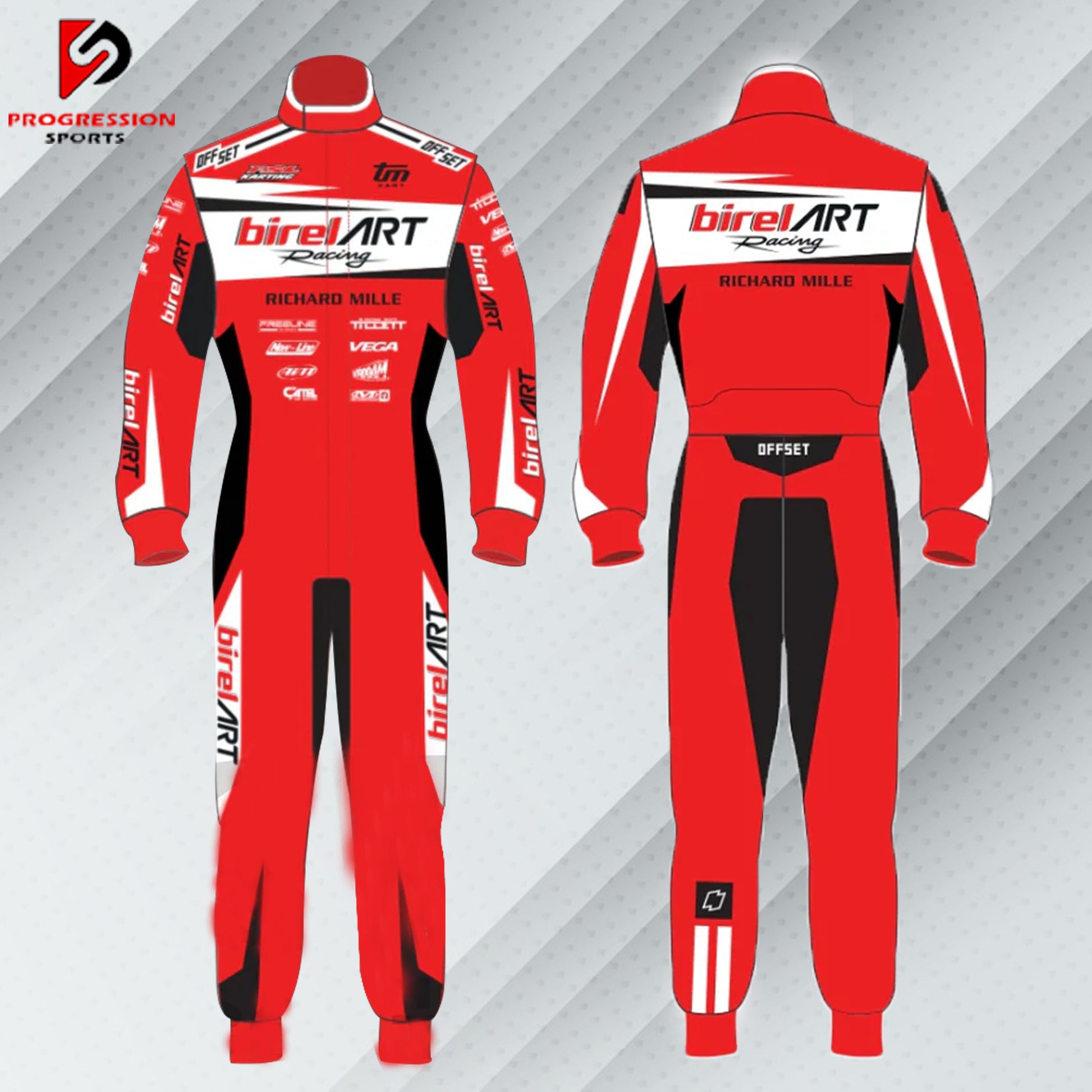 Birel Art Go-Kart Suit - Sleek, aerodynamic racing suit with vibrant colors and Birel Art branding, offering premium comfort, protection, and style for karting enthusiasts.