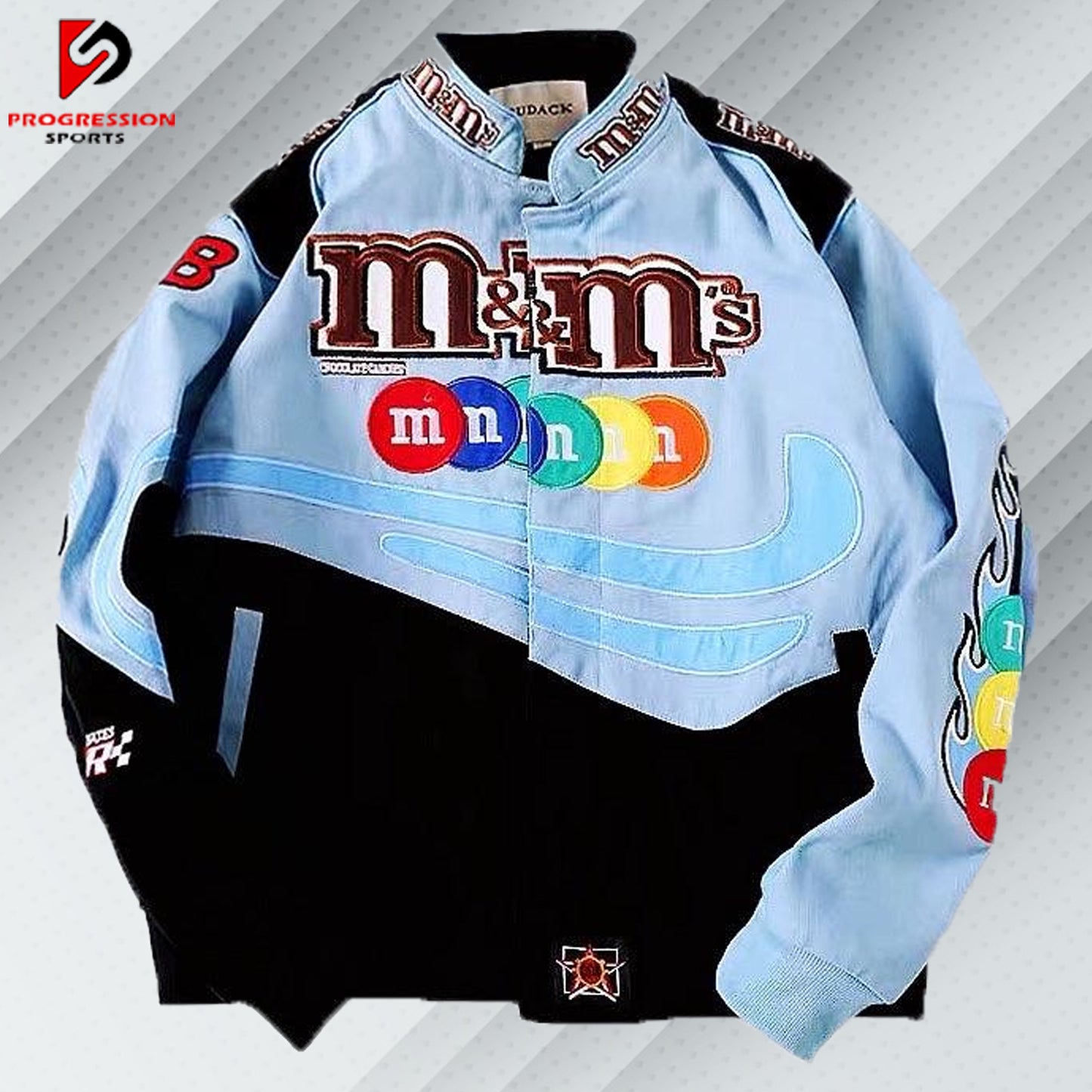 M&M NASCAR Racing Jacket / Team Jacket Blu and Black