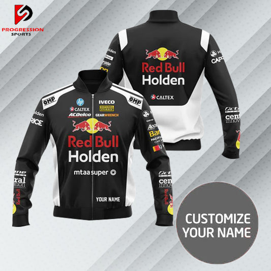 "Red Bull jacket designed by Progression Sports, featuring premium embroidery, a sleek fit, and customizable details for a dynamic and stylish look."