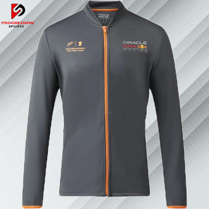 "Red Bull jacket designed by Progression Sports, featuring premium embroidery, a sleek fit, and customizable details for a dynamic and stylish look."