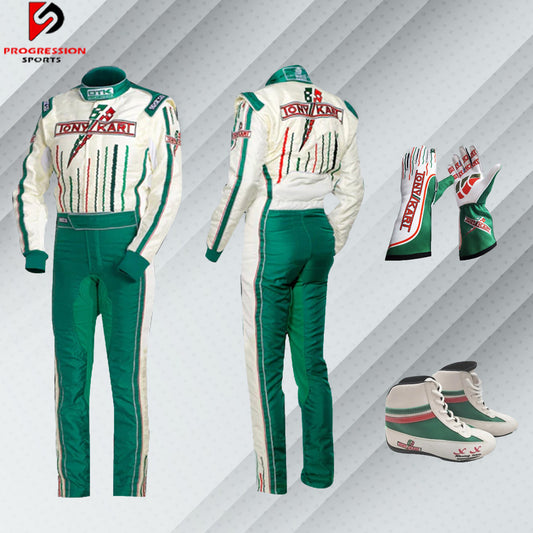 The Tont Kart Suit is designed for both comfort and performance. Made with lightweight, breathable materials, it ensures optimal ventilation while maintaining durability. The suit features a sleek, ergonomic design for unrestricted movement, along with reinforced padding in high-wear areas for added protection. Ideal for karting enthusiasts seeking both style and safety on the track.