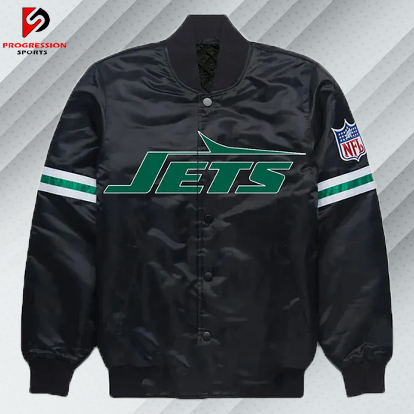 "A stylish varsity jacket featuring a classic design with ribbed cuffs, collar, and hem, showcasing bold contrasting colors and embroidered logos on the chest and back, perfect for a sporty yet casual look."