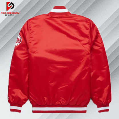  "A stylish varsity jacket with a classic design, featuring customizable patches and logos on a durable, high-quality fabric. Perfect for showcasing school spirit or making a fashion statement."