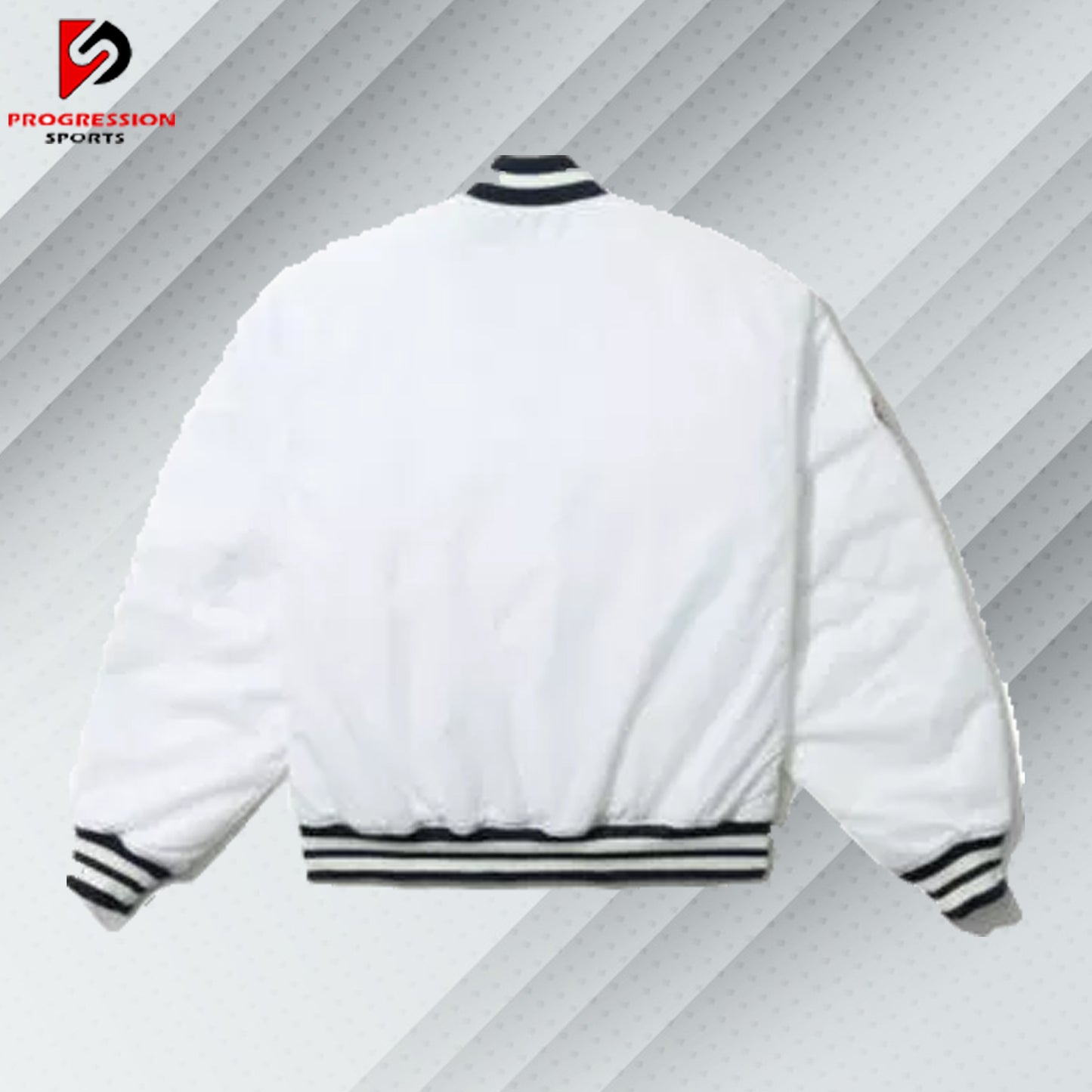  "A stylish varsity jacket with a classic design, featuring customizable patches and logos on a durable, high-quality fabric. Perfect for showcasing school spirit or making a fashion statement."