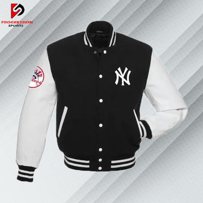  "A stylish varsity jacket with a classic design, featuring customizable patches and logos on a durable, high-quality fabric. Perfect for showcasing school spirit or making a fashion statement."