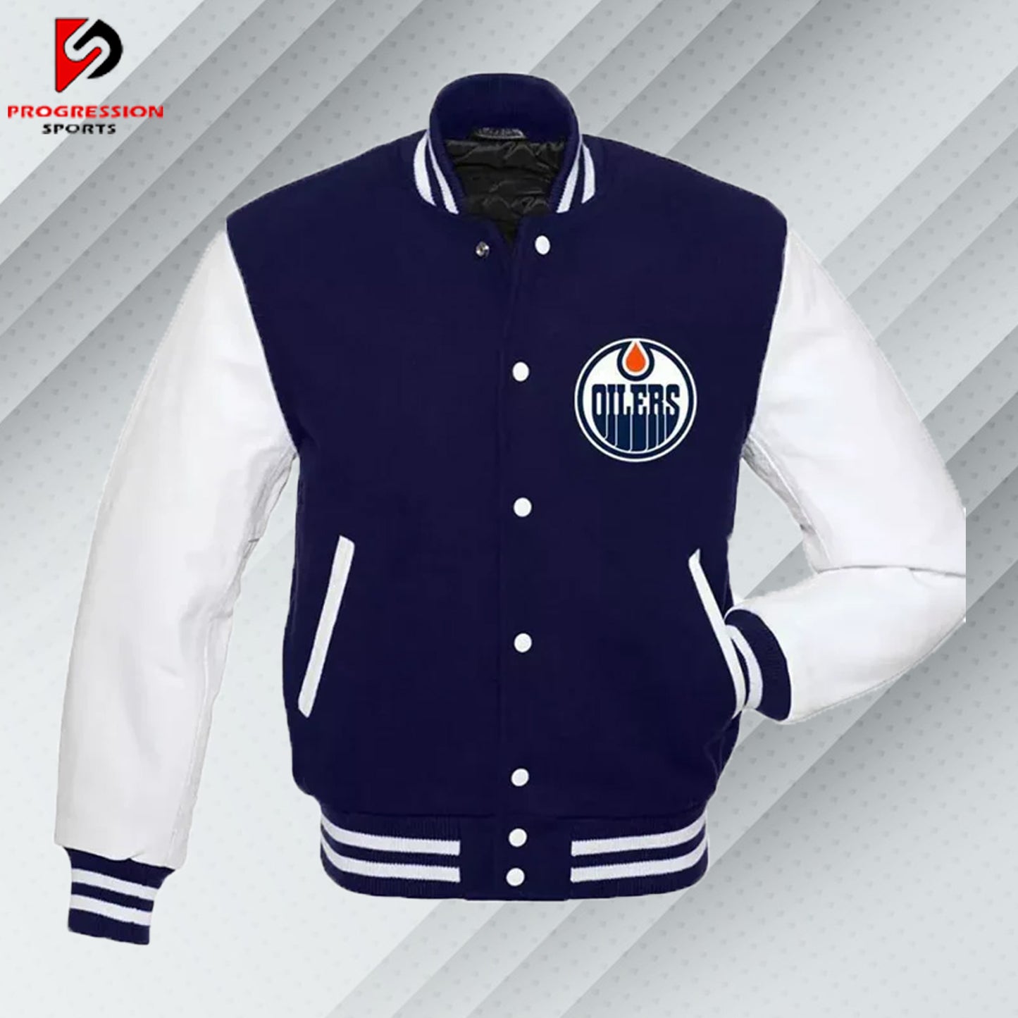  "A stylish varsity jacket with a classic design, featuring customizable patches and logos on a durable, high-quality fabric. Perfect for showcasing school spirit or making a fashion statement."