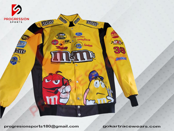 A NASCAR jacket is designed to reflect the high-octane energy of stock car racing. Typically crafted from durable, water-resistant materials, it features vibrant team colors and logos, including driver and sponsor patches. The jacket often includes practical elements such as adjustable cuffs, a zippered front, and multiple pockets for convenience. Whether worn at the track or as casual wear, it combines style and functionality, celebrating the excitement of NASCAR racing.