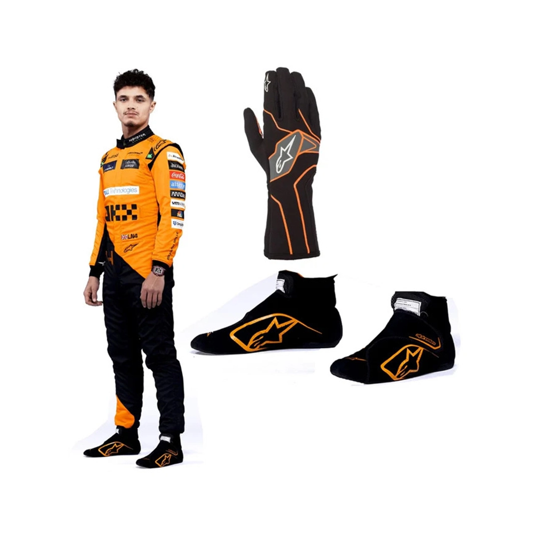 Lando Norris McLaren Kart Racing Suit with Shoes & Gloves Lando Norris McLaren Kart Race Suit with Shoes & Gloves