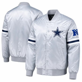 Dallas Cowboys Silver Satin Letterman Jacket